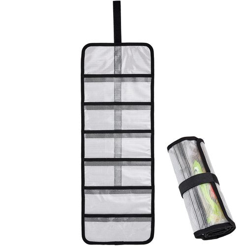 MOPHOEXII Roll Up Fishing Lure Wraps Set-25" X 9" Durable Lure Bag 6 Pocket PVC Protective Cover Saltwater Hook Covers Fabric Lure Protector Trolling Lure Tackle Box Large 1 PC