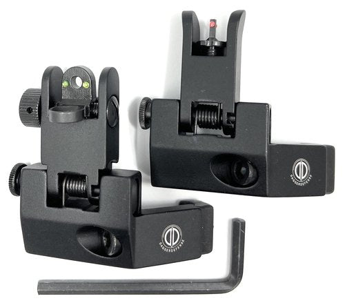 Dagger Defense Veteran Owned Company-Fiber Optic BUIS, Back up canted Iron Sights, Spring Loaded Deployment