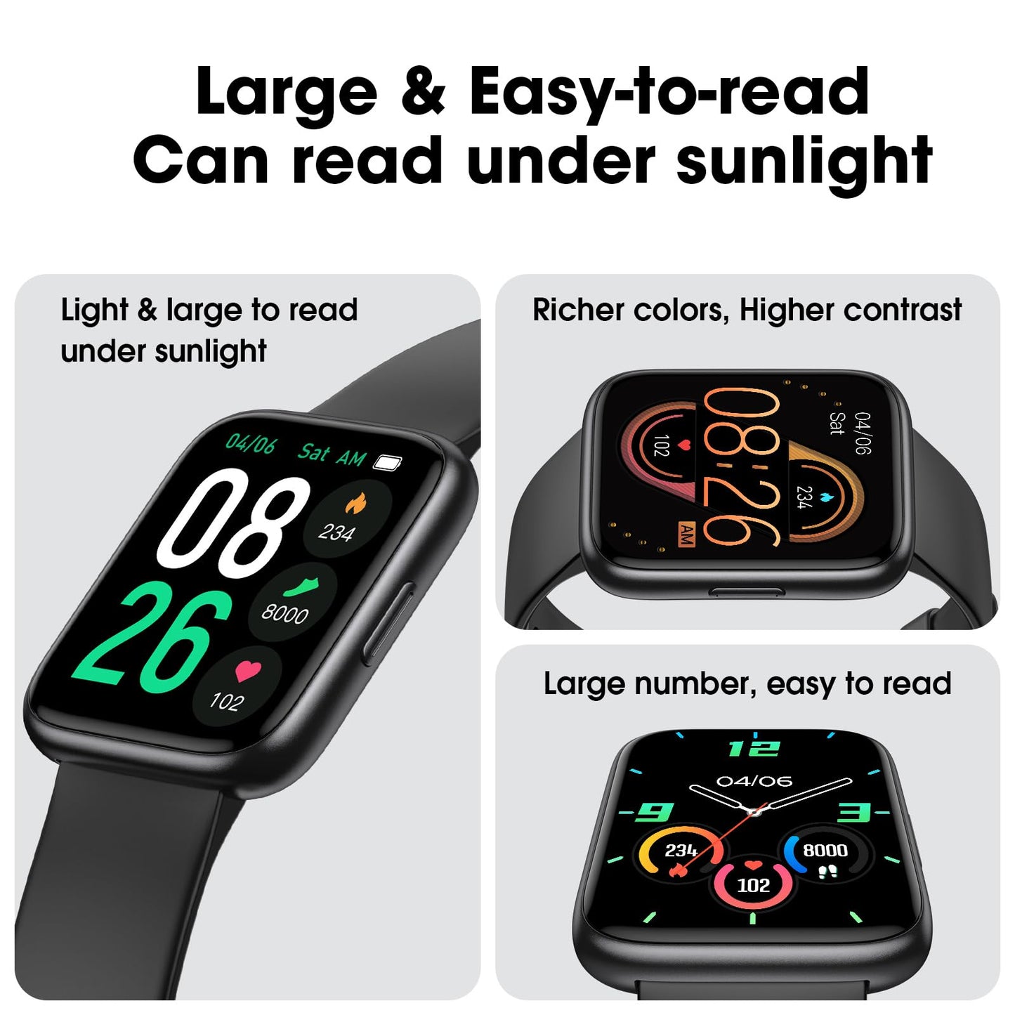 Senior Friendly Pedometer Watch, Fitness Tracker Waterproof Step Counter