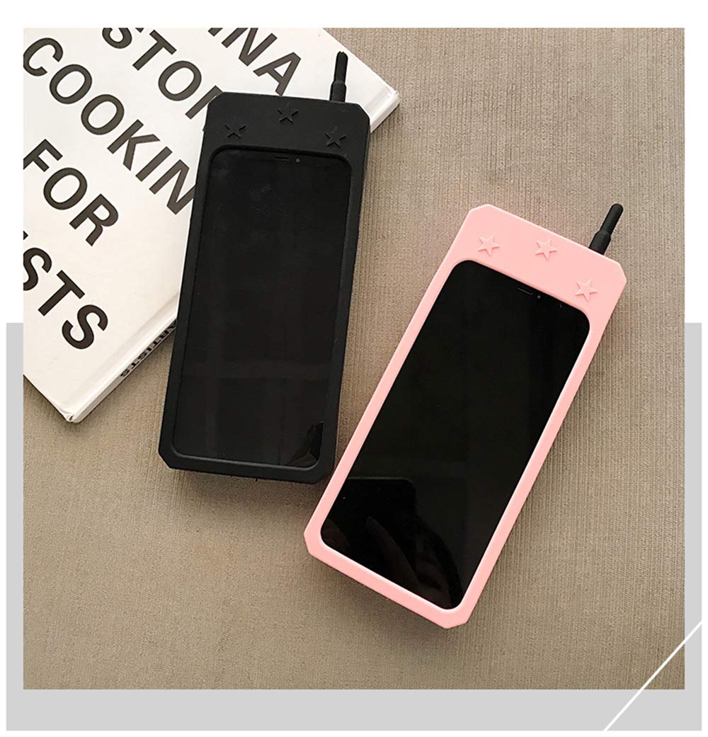 UnnFiko 3D Silicone Case Compatible with iPhone 15 Pro Max, Retro Classic Creative Soft Rubber Bumper Cover Cool Fun Thick Protective Stand Case (Retro Cellphone Black, iPhone 15 Pro Max)