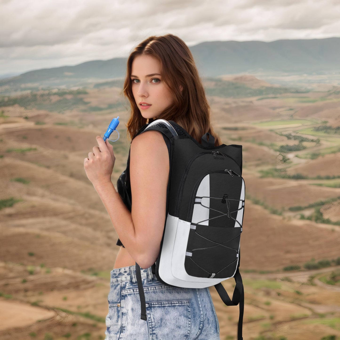 Hydration Backpack - Lightweight Water Backpack with 2L Water Bladder Bag, Running Hydration Vest Backpack for Men Women, Hydration Pack for Hiking, Cycling, Climbing MIYCOO (Black Gray, 10L)
