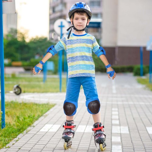 HocIece Kids/Youth Knee Pads for Kids 3-14Years Boys Girls 6 in 1 Kids Protective Gear Set Adjustable for Skating Cycling Bike Rollerblading Scooter Roller Skates