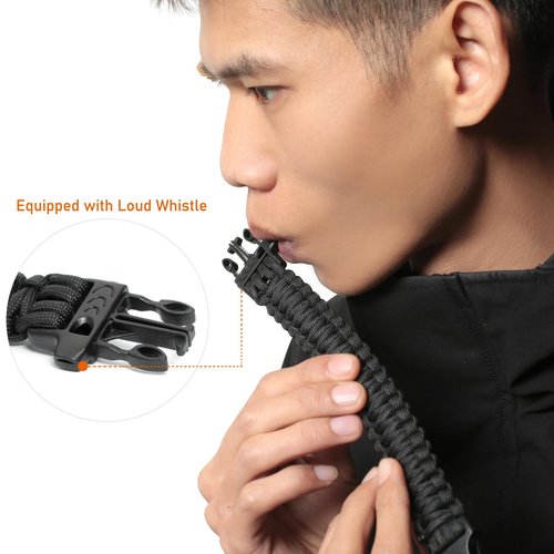 Lemubeane 3 Pack Paracord Survival Bracelet 9.7" Wristband with Whistle