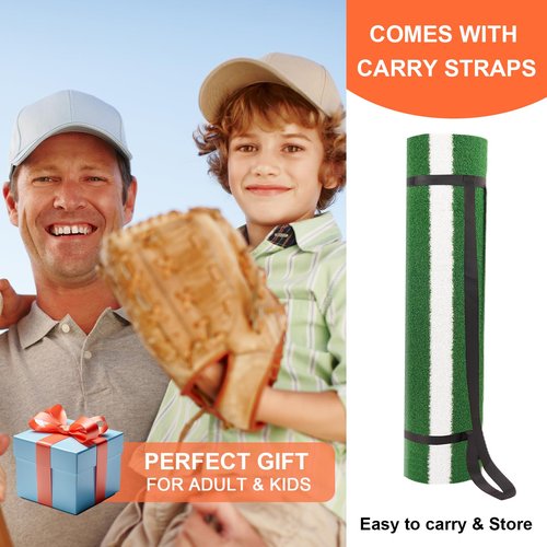 Baseball Batting Mat 6'x4' Anti-Fade Baseball Hitting Mat Softball Training Matt with Home Plate Batters Box Turf Mat Outdoor Indoor Batting Stance Practice Matt, Green