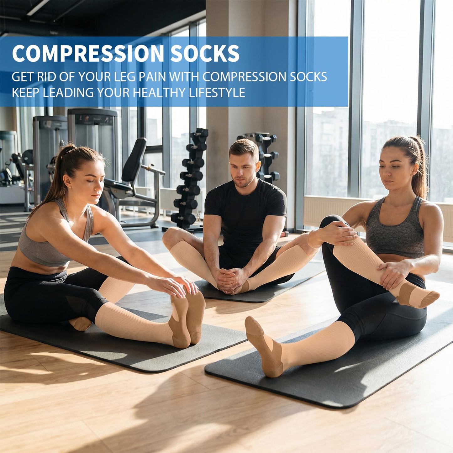 Sooverki Graduated Copper Compression Socks for Men & Women Circulation 8 Pairs 15-20mmHg - Best for Running Athletic Cycling