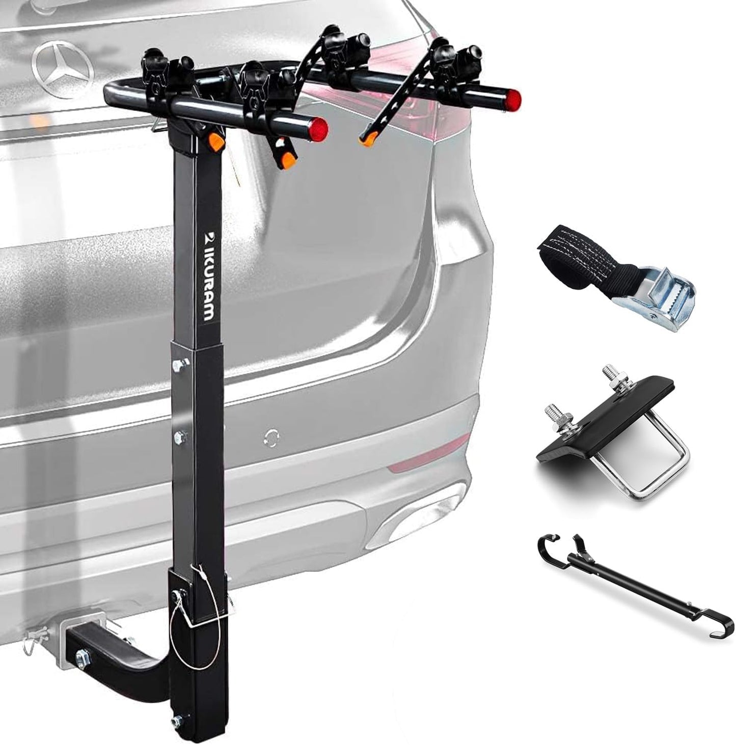 2 Bike Rack Hitch Mount, 200 lbs Electric Bicycle Carrier Rack Platform Style for Cars Trucks SUVs Minivans, fits MTB Gravel Road Bike with Up to 5-inch Fat Tire Carrier Rack - 2" Hitch Receiver