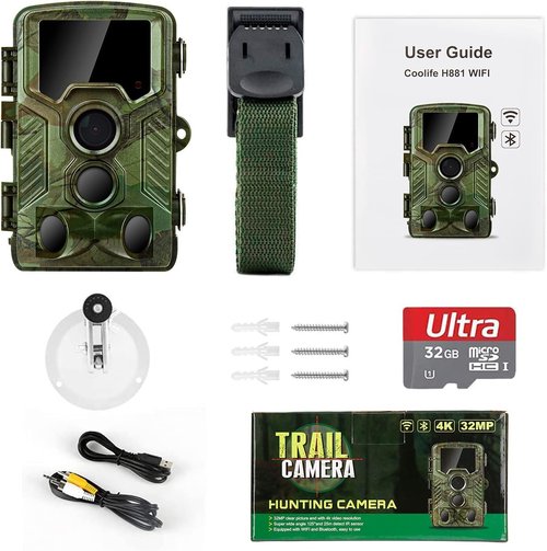 Coolifepro Trail Camera Sends Picture to Cell Phone, 4K WiFi Trail Camera, Trail Cam with 49 Pcs No Glow LEDs Game Cameras with Night Vision with 125° Range, 0.1S Trigger Speed