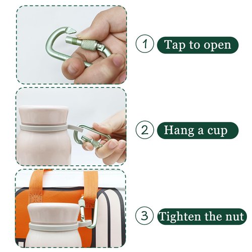 YUCHIYA 8 Pack D-Shape Carabiner Clasp with Screw Gate, 2.2 Inch Mini Keychain Clip Key Chain Buckle, Aluminum Alloy Keyrings Hook for Outdoor Hiking not for Climbing (D with Screw, Multicolor)