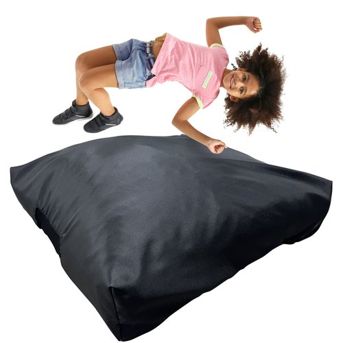 FoamTouch Black Crash Pad with Foam Blocks for Kids and Adults - Therapeutic Sensory Pad with Water Resistance Cover - 60" x 60"