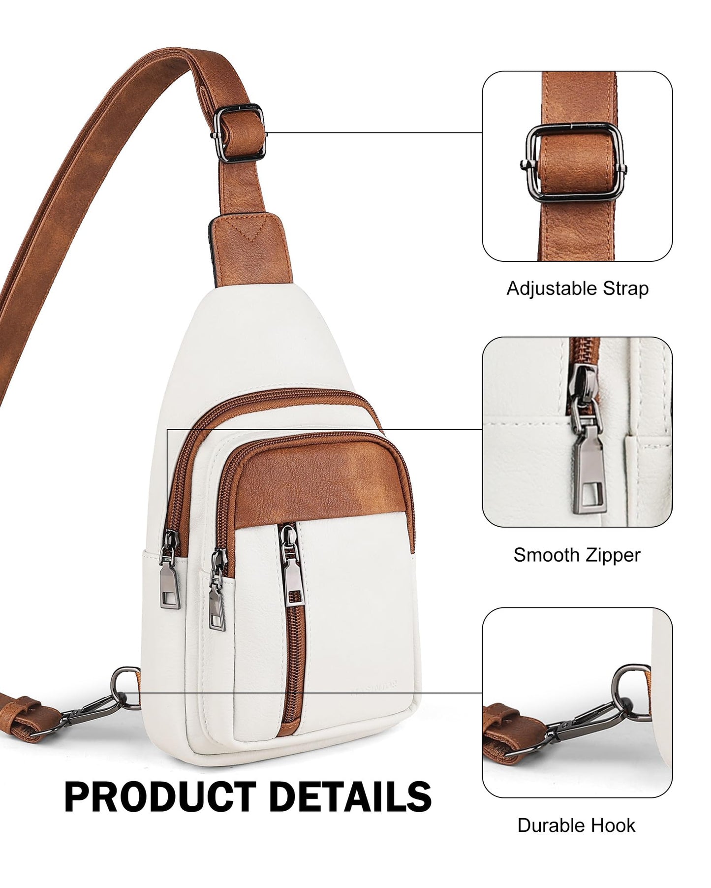 MASINTOR Sling Bag for Women, Crossbody Fanny Pack Sling Backpack, Beige