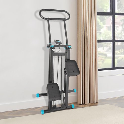 Vertical Stair Climber for Home Gym Exercise, Foldable Stair Stepper Machine with LCD Screen and Adjustable Handlebar, Climber Workout Machine for Living Rooms, Bedrooms, Home Gyms, Apartments (Black)