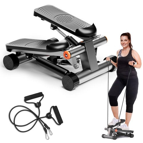GORISE Steppers for Exercise at Home,Adjustable Height Stair Stepper with Resistance Bands, Portable Stair Steppers Workout Machine, Mini Stepper Exercise Equipment with LCD Monitor (Carbon Grey