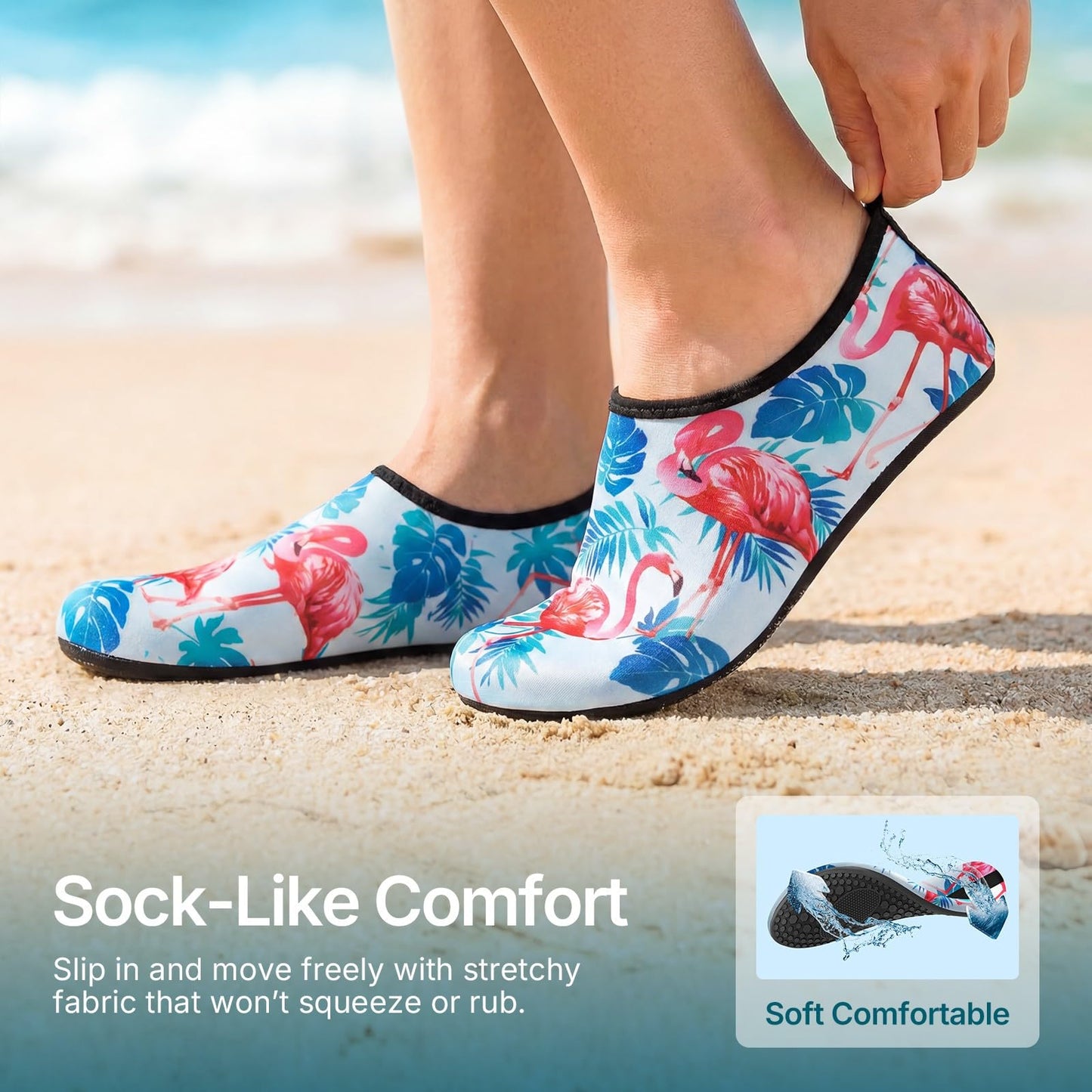 Water Shoes for Women Men Quick-Dry Aqua Socks Swim Beach Barefoot Yoga Exercise Wear Sport Accessories Pool Camping Must Haves Adult Youth Size 8.5-9.5Women/7.5-8.5Men