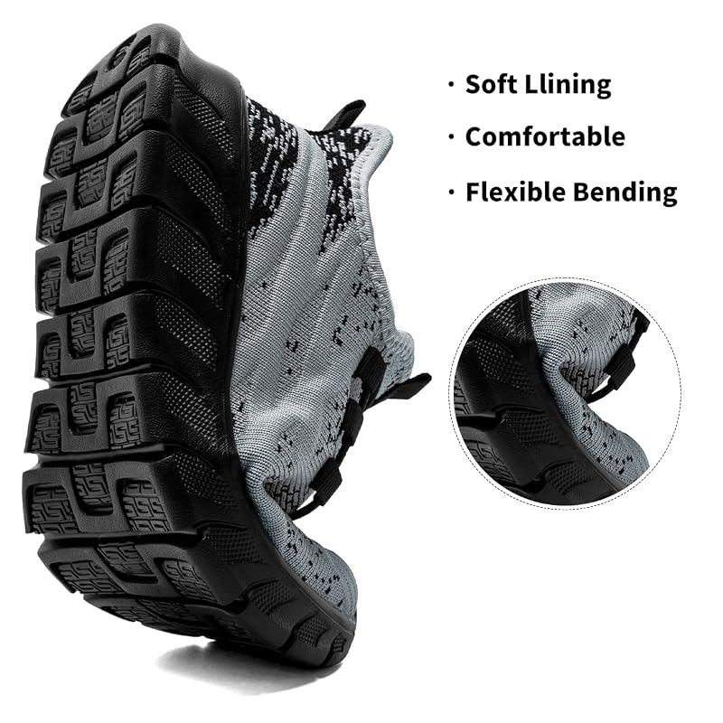 Lightweight Kids Soccer Shoes - Breathable Mesh, Non-Slip Athletic Sneakers Gray/Black TX025+3