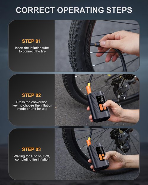 Electric Bike Pump, 160PSI Mini Bike Tire Pump, 4X Fast Bicycle Pump with Digital Pressure Gauge, Bike Air Pump with Presta Valves for Mountain Bike, Moto, Road Bike, Car and Balls