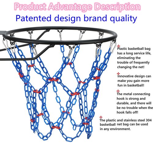 Yyiwhmy Basketball Net Replacement Heavy Duty,Resin Material, Anti-Rust Use Indoor Outdoor Standard 12-Ring Basketball Hoop（Bule）