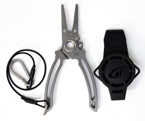 danco Titanium Dual Cutter 7" Fishing Plier, Fishing Line and Wire Cutter, Saltwater Safe, Fresh/Saltwater Fishing, Sheath and Lanyard Included