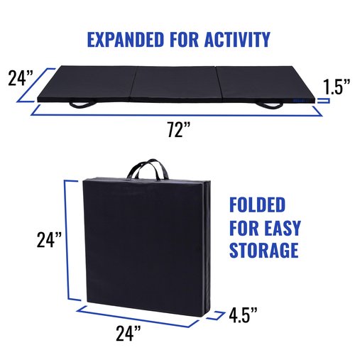 Hello Fit 2 Pack Tri-Fold Folding Exercise Mat - 72" x 24" x 1.5" Thick Gymnastics Mat With Carrying Handles - Foldable Yoga Mat for Gym, Studio, Home Workout, MMA, Stretching, Tumbling