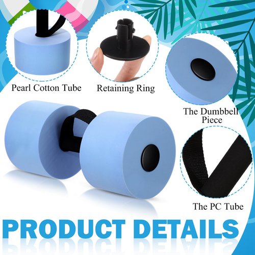 Soulchen 6 Pack Pool Exercise Equipment Water Dumbbells Pool Resistance Aerobic Weights EVA Foam Dumbbell with Handle Strip for Aqua Therapy Water Aerobics Weight Loss Fitness(Pale Blue,Mixed)