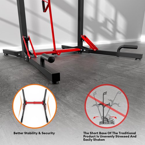ONETWOFIT Foldable Power Tower Pull Up Bar Station, Multi-Function Adjustable Height Dip Station for Home Gym Workout, Strength Training Fitness Equipment, Pull Up Stand 360LBS