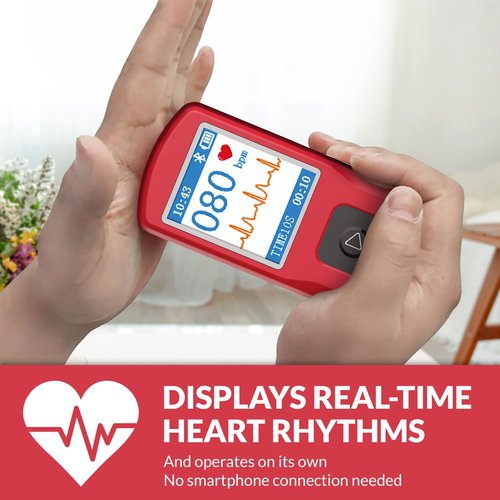Portable EKG Monitor & Heart Rate Monitor with LCD Screen & Storage - Stand-Alone ECG Device for Tracking Heart Health Anytime, Anywhere, No Subscription Required