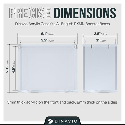 Dinavio Crafthouse PKMN Booster Box Case Acrylic Display Stackable - 8mm + 5mm Ultra Thick Acrylic with 5x3mm Strong Magnets - PKMN Booster Box Case Protector - Compatible with PKMN Booster Boxes