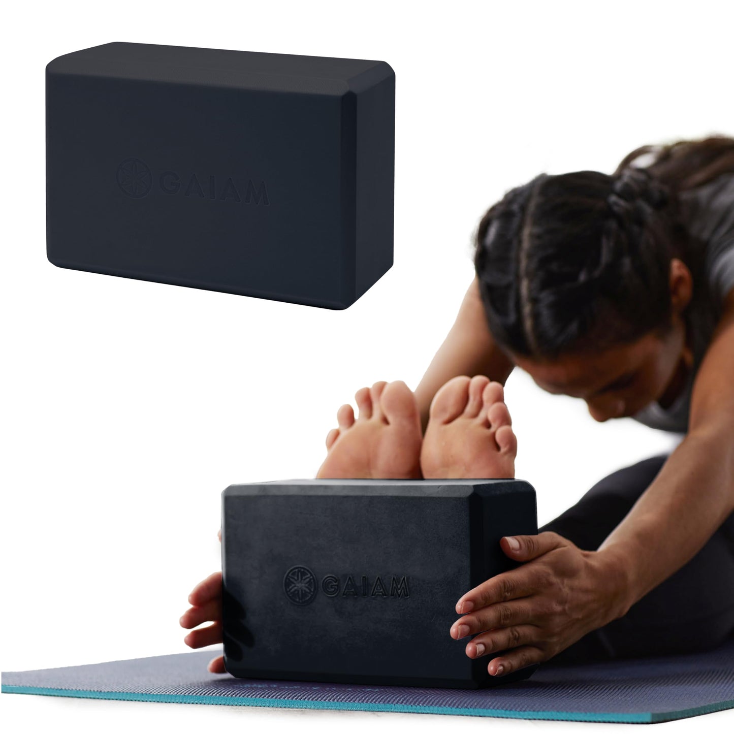 Gaiam Yoga Block - Supportive Latex-Free EVA Foam Soft Non-Slip Surface for Yoga, Pilates, Meditation (Black), 1 EA