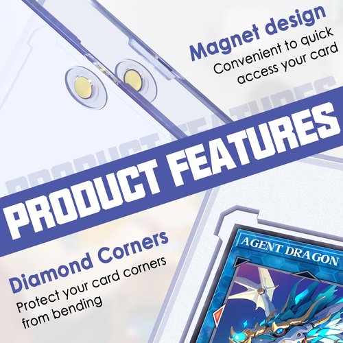 5 ct Magnetic Card Holders for Trading Cards, 35 pt Hard Cards Sleeves Case fit for MTG Cards, Standard Cards, Sports Cards, Baseball Cards Toploaders