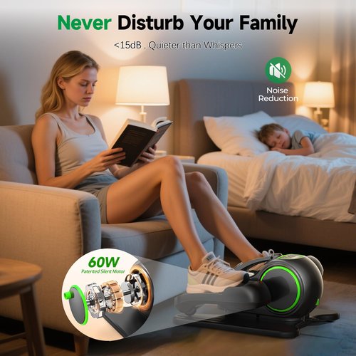 YOSUDA Under Desk Elliptical Machine, Ellipse Leg Exerciser for Seniors with 10 resistances & speeds,Black Green