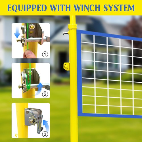 Volleyball Net Set for Backyard, 8ft Professional Standard Volleyball Poles, Outdoor Badminton Post, Adjustable Height Poles,for School Outdoor Grass Indoor