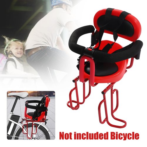 Rear Child Bicycle Seat, Equipped w/ Wider Seat & Backrest, Guardrail Armrest & Footrest, Detachable Design, Easy to Install, Enjoying Parent-Child Time, for Adult Bicycles w/ Seat Cushions (Red)