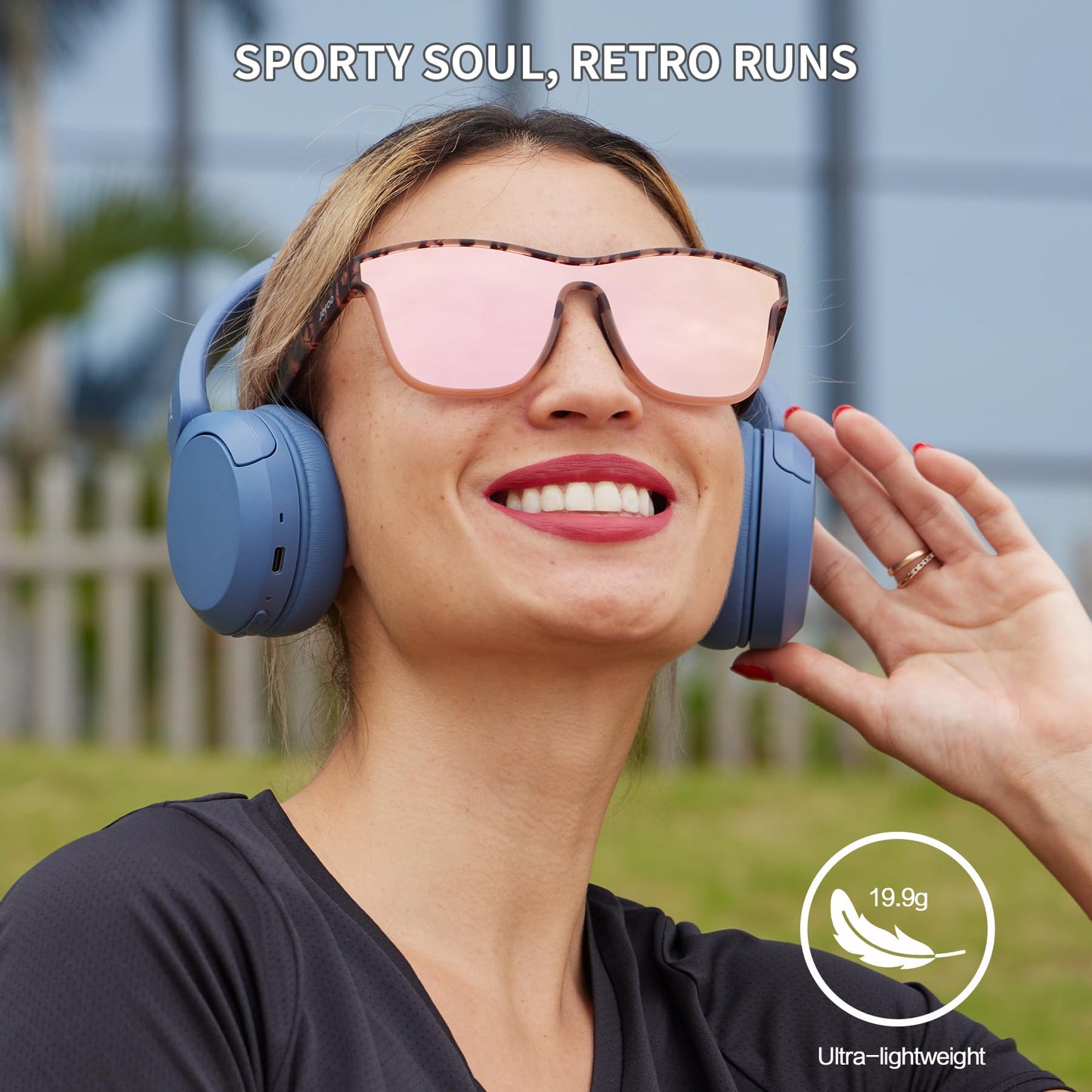 Jefoo Running Sunglasses for Women Men Polarized Retro Shades Trendy 80s Mirrored Shield UV400 Protection Tangle Free