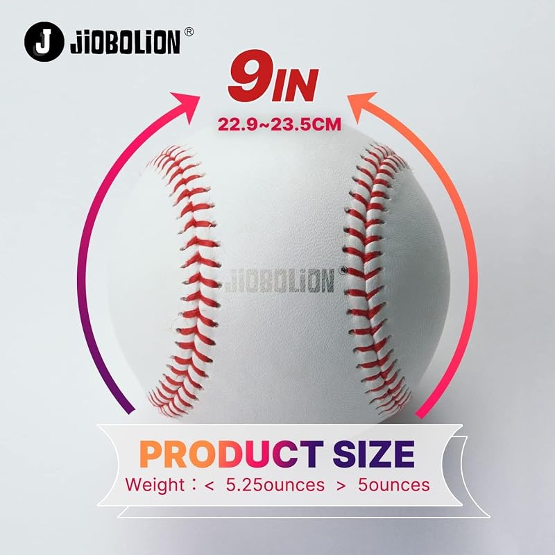 9-Inch Baseballs, Leather-Covered Training Ball, 108 Stitches, 5 oz, 1 Ball, 435 Grams