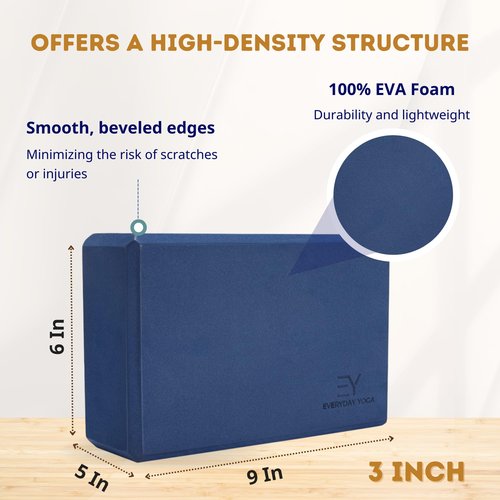 Everyday Yoga Block Soft Non-Slip Foam Surface for Stability, Balance, and Deepen Stretches - Ideal for Yoga, Pilates, and Meditation Accessories - Aqua
