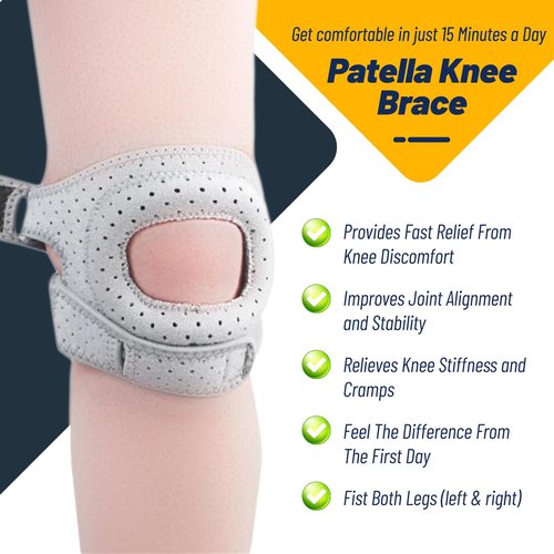 Knee Brace for Women & Men - Adjustable Support with Side Stabilizers & Patella Gel Pad - Relief for Meniscus Tear, Arthritis, Injury Recovery - Runnings, Workout(Gray)