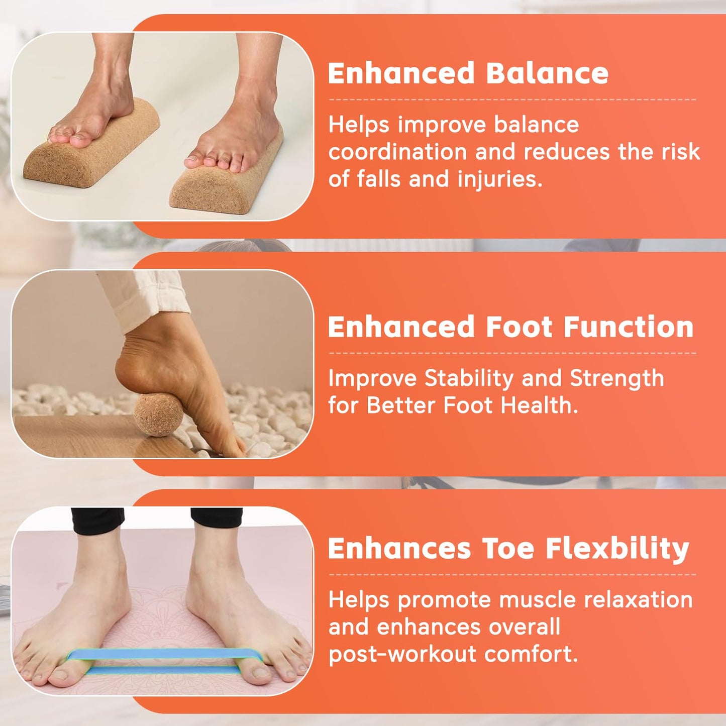 Cork Foot Strengthener & Balance Trainer Set – 4-in-1 Foot Mobility System with Roller, Massage Ball & Toe Bands | Improve Stability, Fix Over-Pronation, Enhance Balance & Restore Natural Foot Function