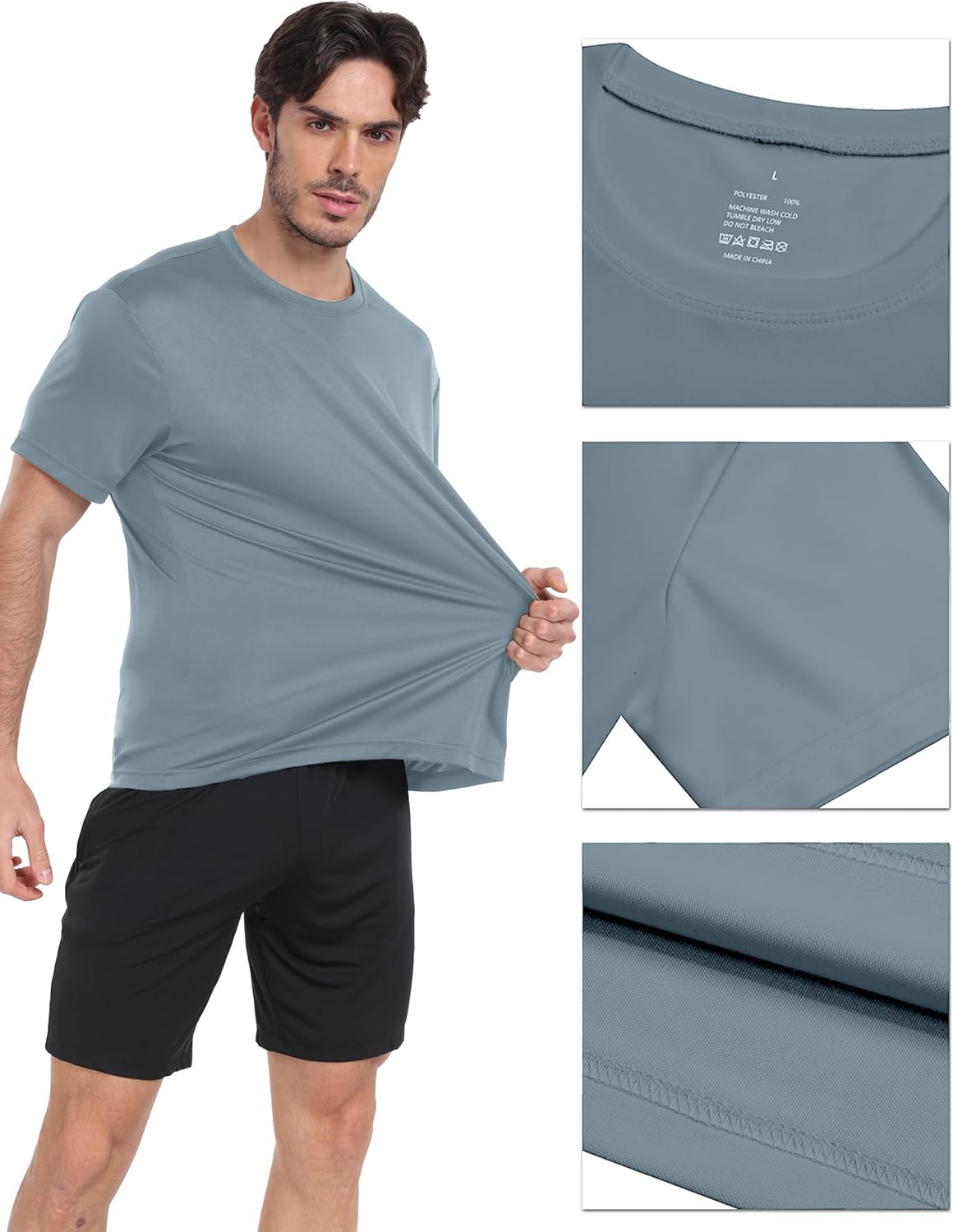 1/5 Pack Workout Shirts for Men Athletic Running Gym Quick Dry Short Sleeve Performance Moisture Wicking T Shirt