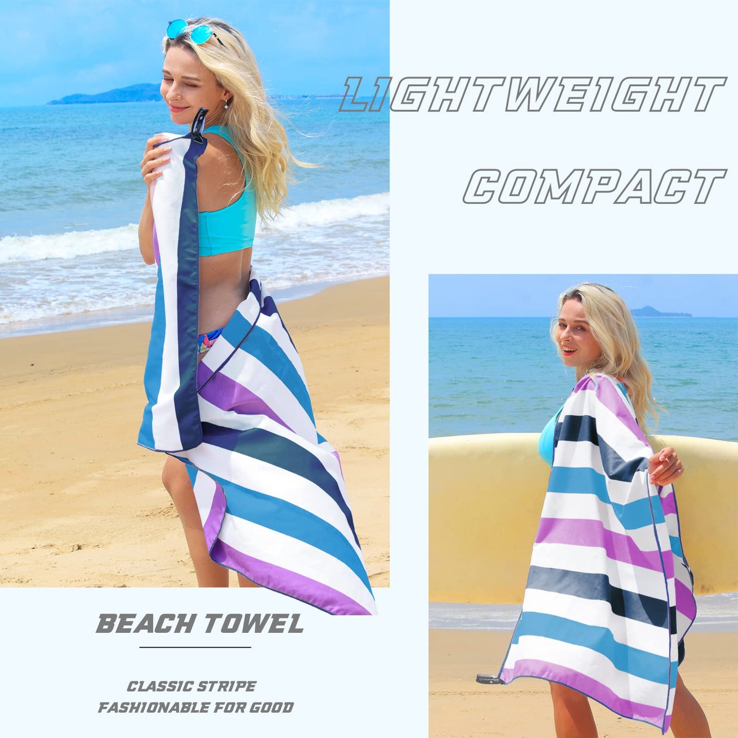 Exclusivo Mezcla 4 Pack Microfiber Quick Dry Large Beach Pool Towels