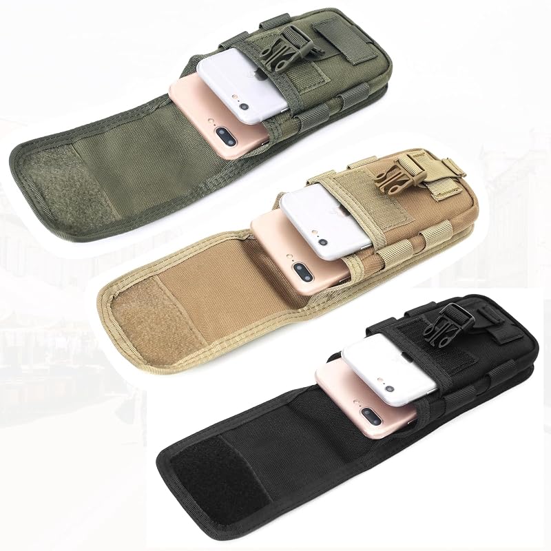 TRIWONDER Tactical Phone Pouch Molle Holster Tan - 25.5x19x5.5 cm EDC Utility Bag