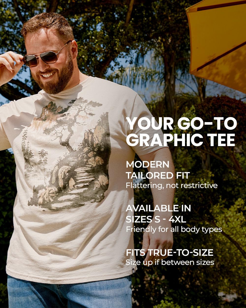 INTO THE AM Meta Beach II Graphic Tee for Men - Short Sleeve Mens T-Shirts (Black, X-Large)
