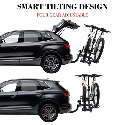 Hitch Bike Rack, 2-Bike Hitch Mount Bike Rack for Standard, Fat Tire and Electric Bicycles, Fits Cars, Trucks, SUVs, and Minivans, Folding Design, 220 lbs Capacity (Bent)