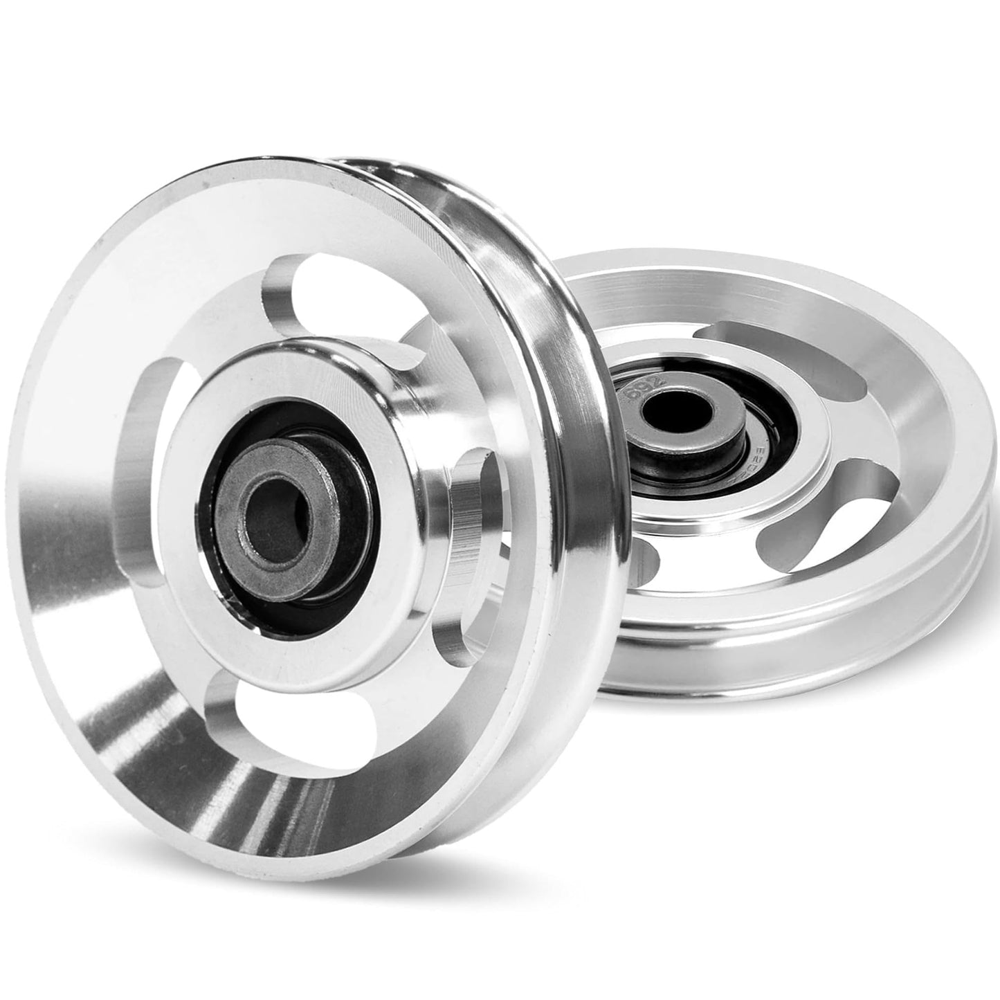 Mikolo Aluminum Pulleys for Gym Equipment 18PCS Power Rack Pulley Attachment, 90mm Aluminum Alloy Bearing Gym Pulley Wheel for Home Gym