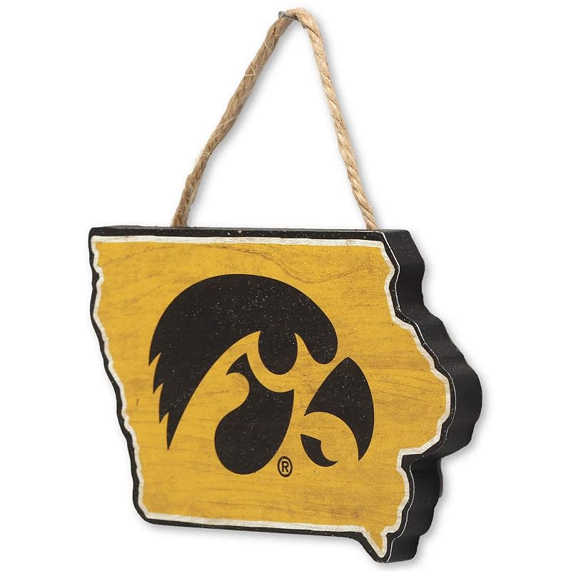 University of Iowa Shaped Hanging Wood Wall Decor - Black/Gold