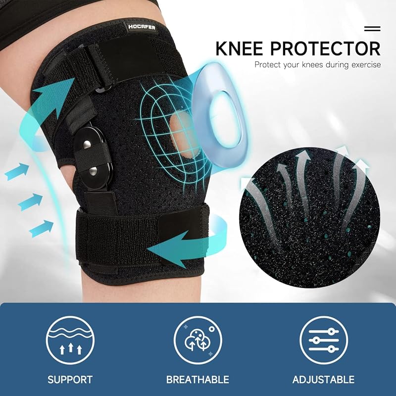 Plus Size Knee Brace XL-8XL-3XL-4XL Black - Adjustable Compression Supports for ACL & Arthritis