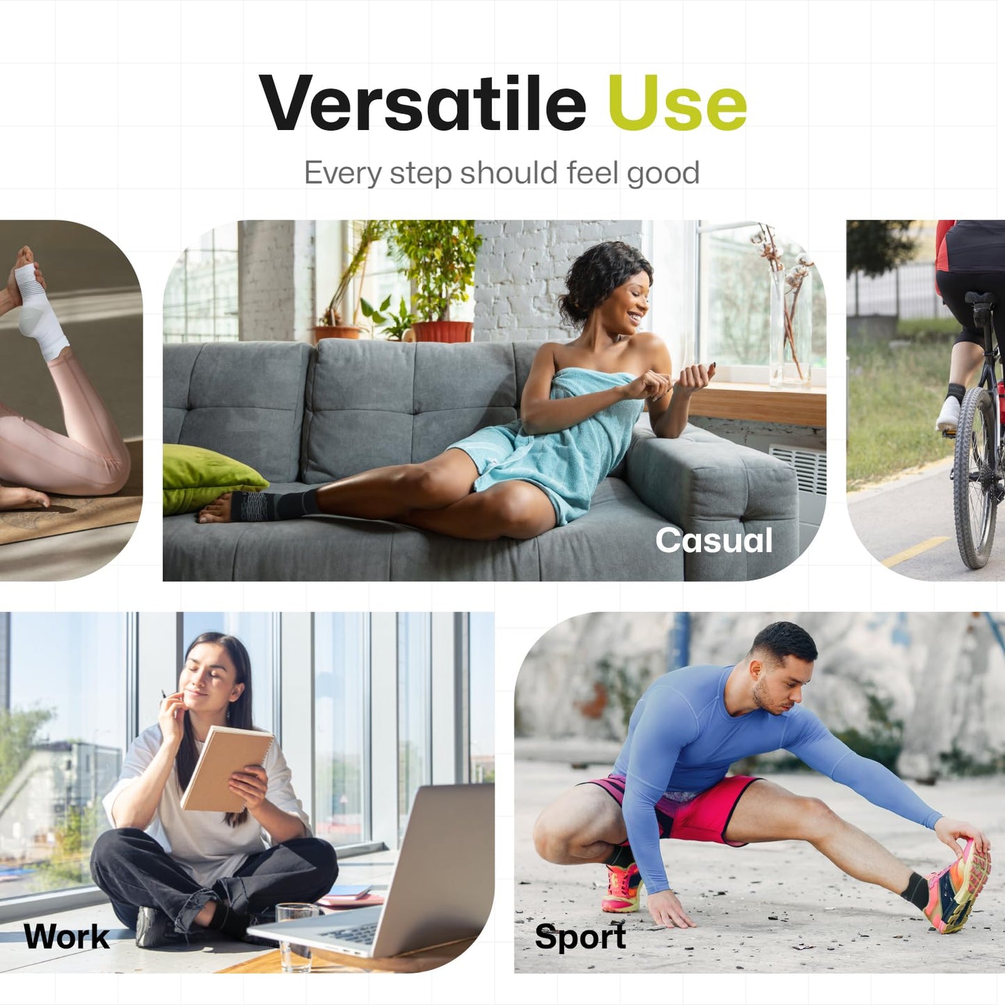 PAPLUS 3 Pairs Plantar Fasciitis Socks Women & Men - Ankle Compression Sleeve for Sprained Ankle, Heel Spur & Arch Support - Foot Brace for Achilles Tendonitis Relief, Arthritis Pain