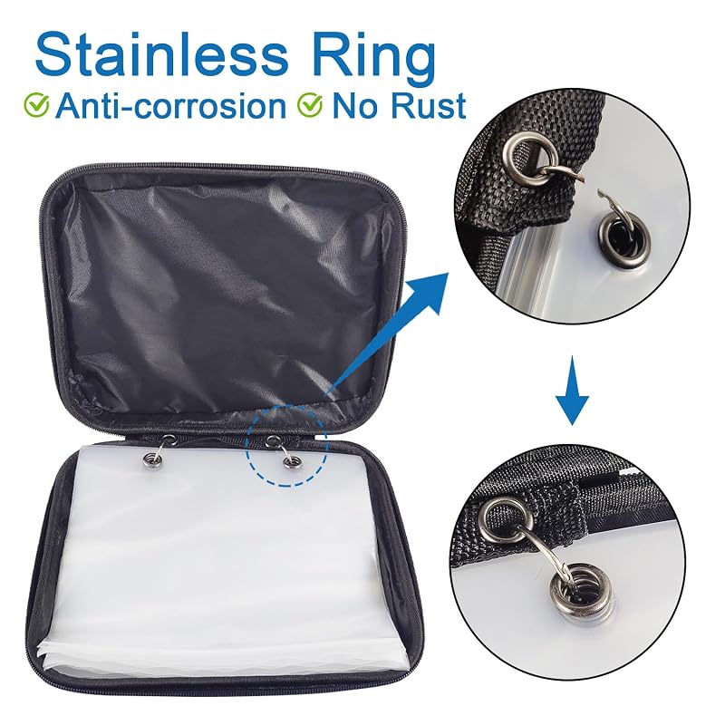 Aventik Blue Fishing Tackle Binder - Hard EVA Shell, 10 Clear Bags, Large Capacity