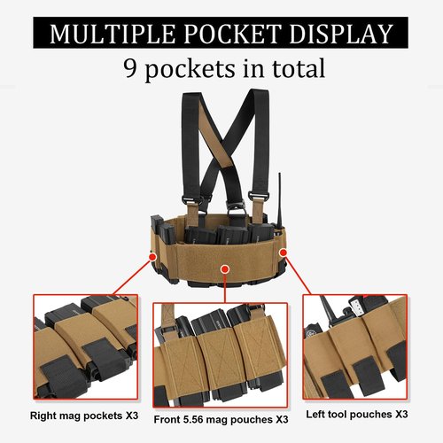 CASONMMAX Low-Vis Tactical Chest Fixation Device,Lightweight Elastic Rig Cummerbund Combat Gears. (Coyote Brown)