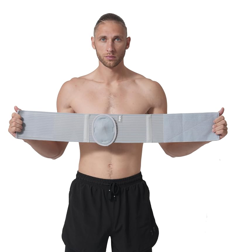 Hernia Support Belt for Men & Women | Abdominal Binder with Double-Thickness Navel Pad (L/XL 39-52 in)