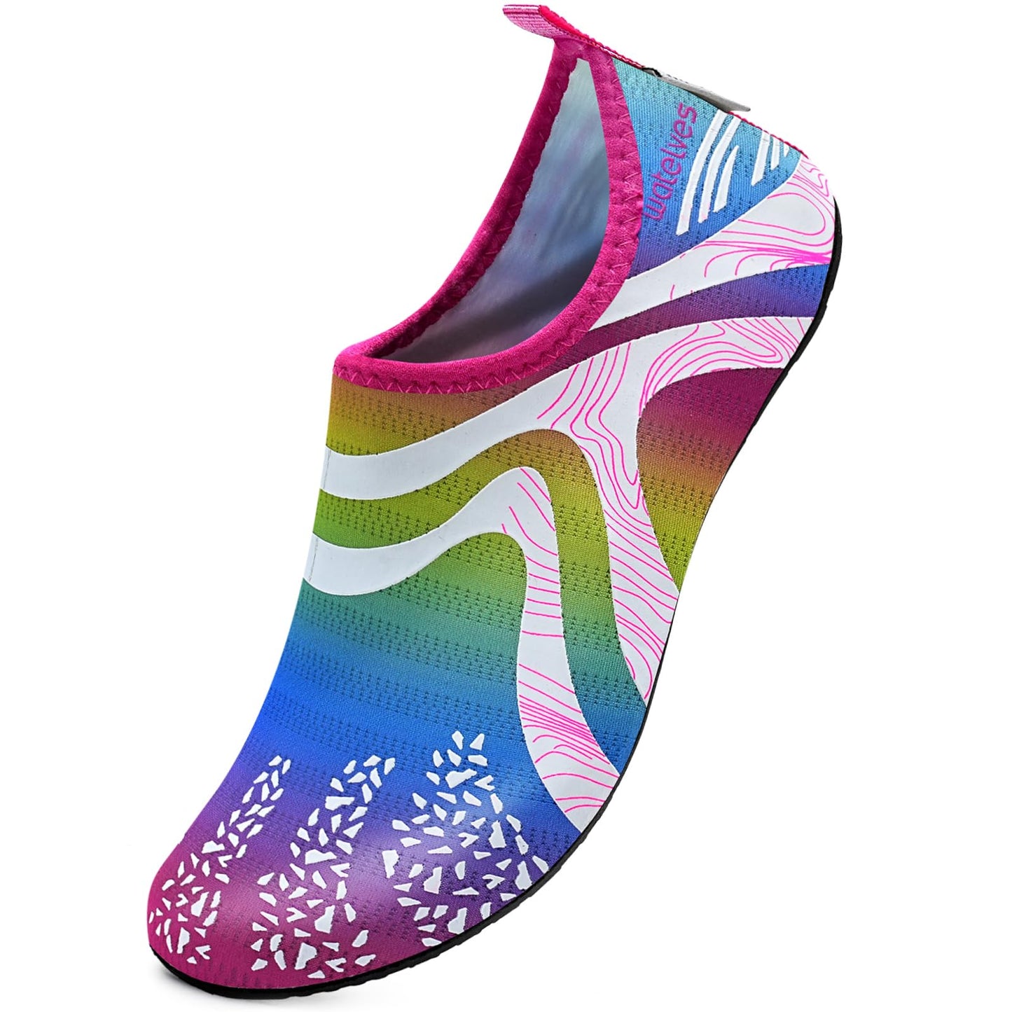 WateLves Water Shoes for Womens Mens Barefoot Quick-Dry Aqua Socks for Beach Swim Surf Yoga Exercise (JY.Rainbow, 38/39)