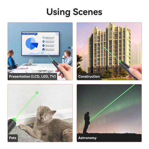 MIPREZT [Professional] Rechargeable Green Line Light Flashlight Long Distance Range for TV/LED/LCD Screens Tactical Flashlights Presentation Office/Outdoors/Astronomic/Construction [001]